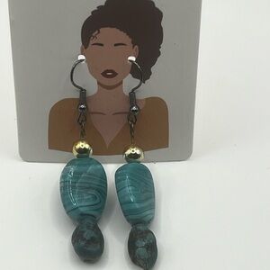 Elegant Turquoise and Gold Dangle Earrings